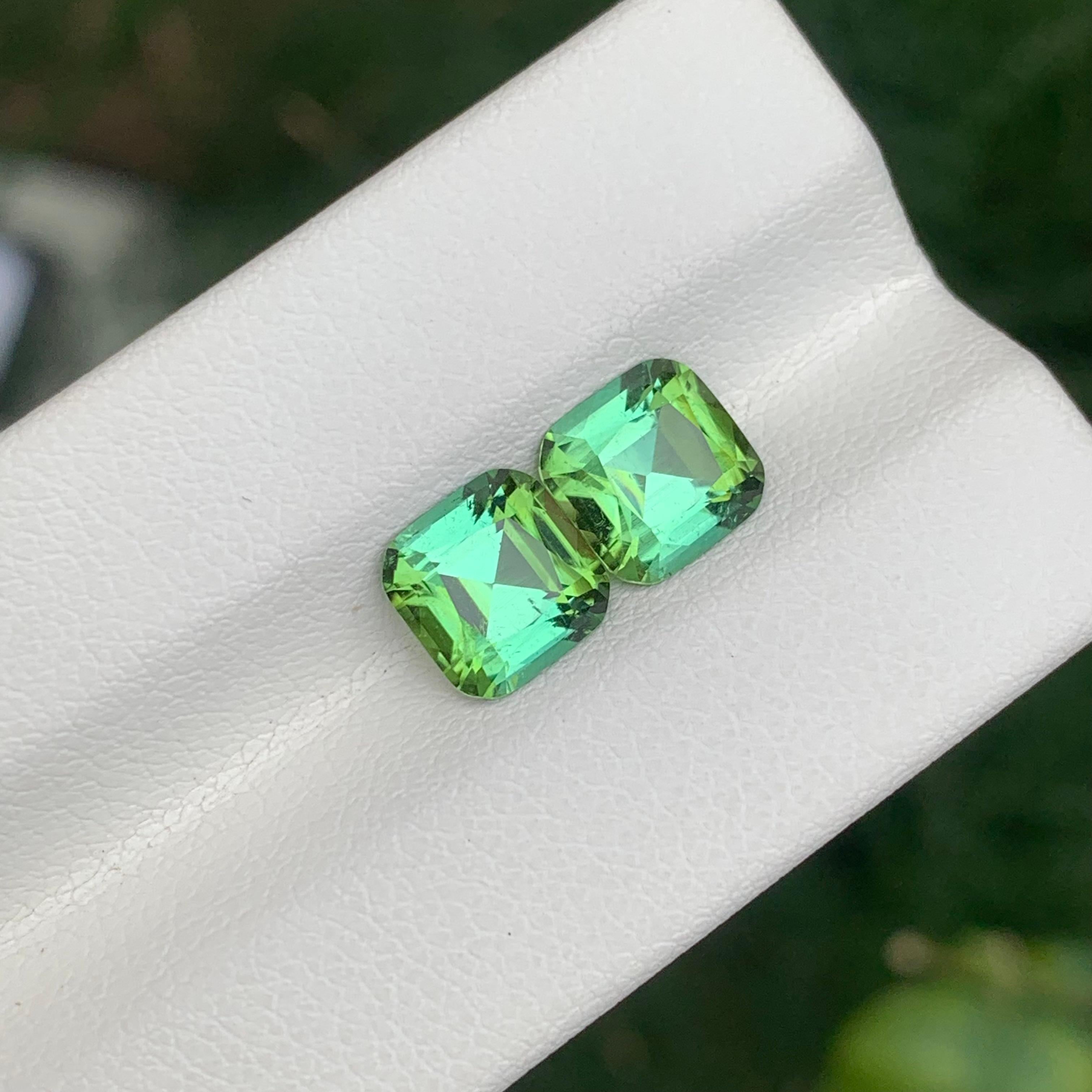3.35 Carat Natural Loose Green Tourmaline Pair For Jewellery Making For Sale 3