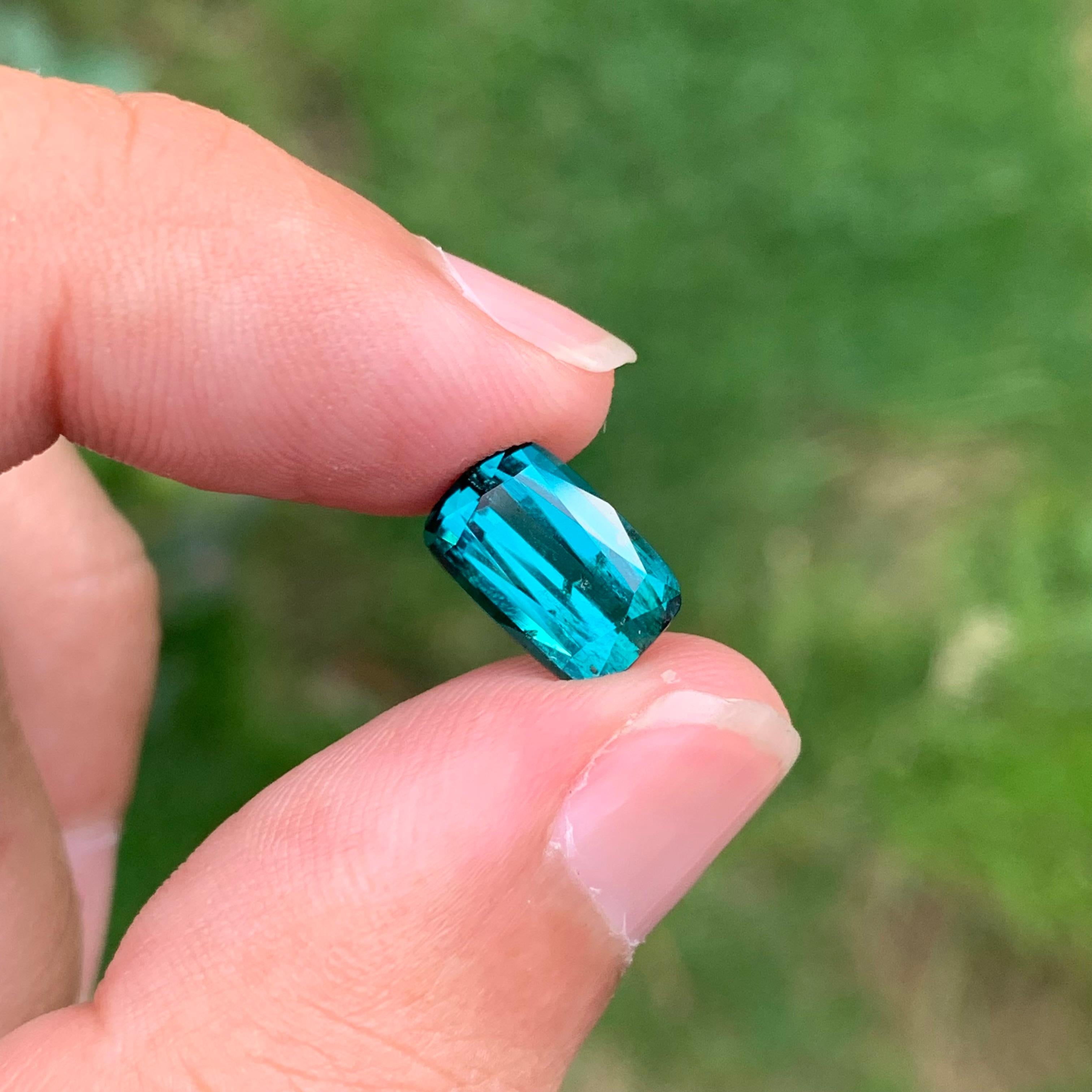 3.35 Carat Natural Loose Indicolite Tourmaline Cushion Shape Gem From Earth Mine en vente 5