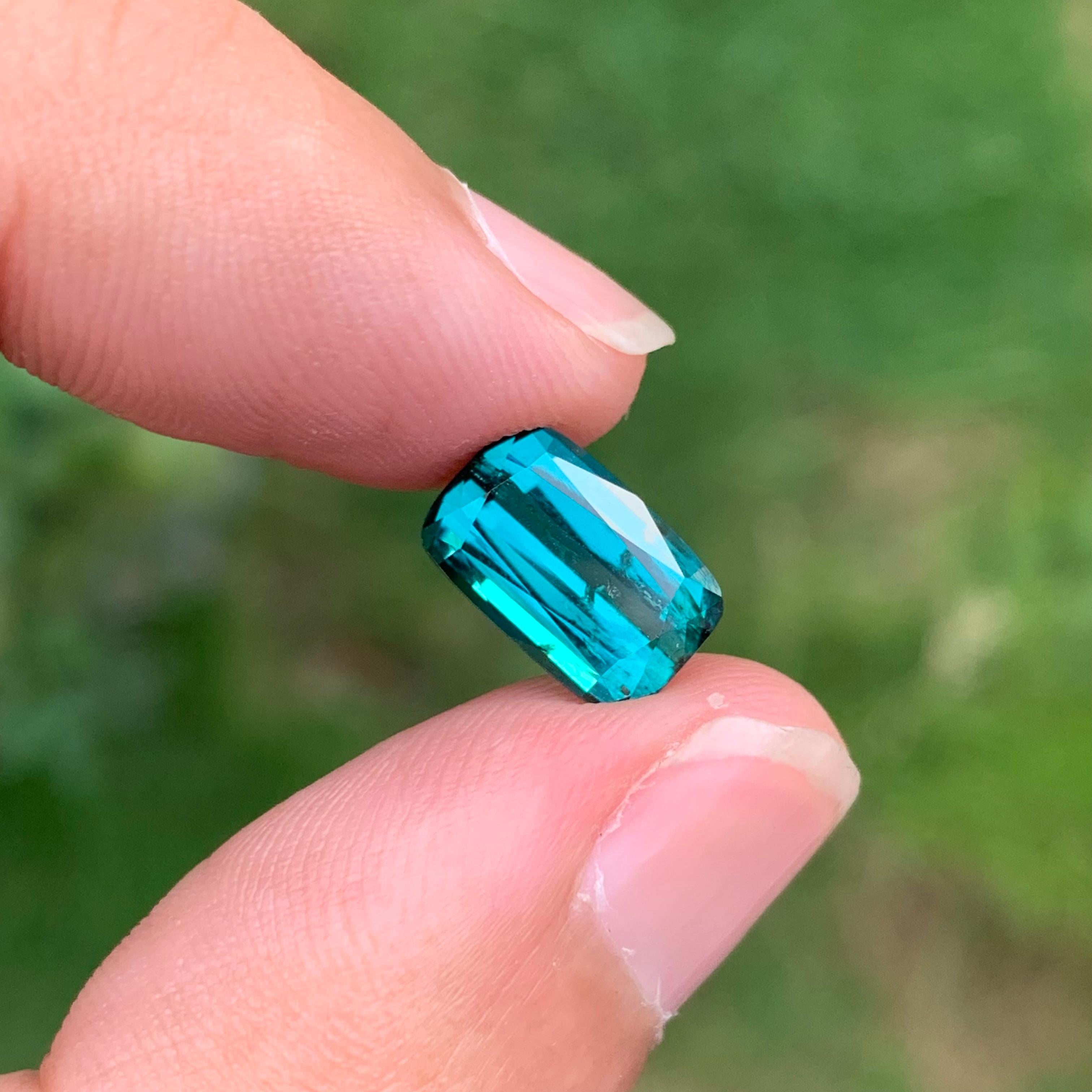3.35 Carat Natural Loose Indicolite Tourmaline Cushion Shape Gem From Earth Mine en vente 6