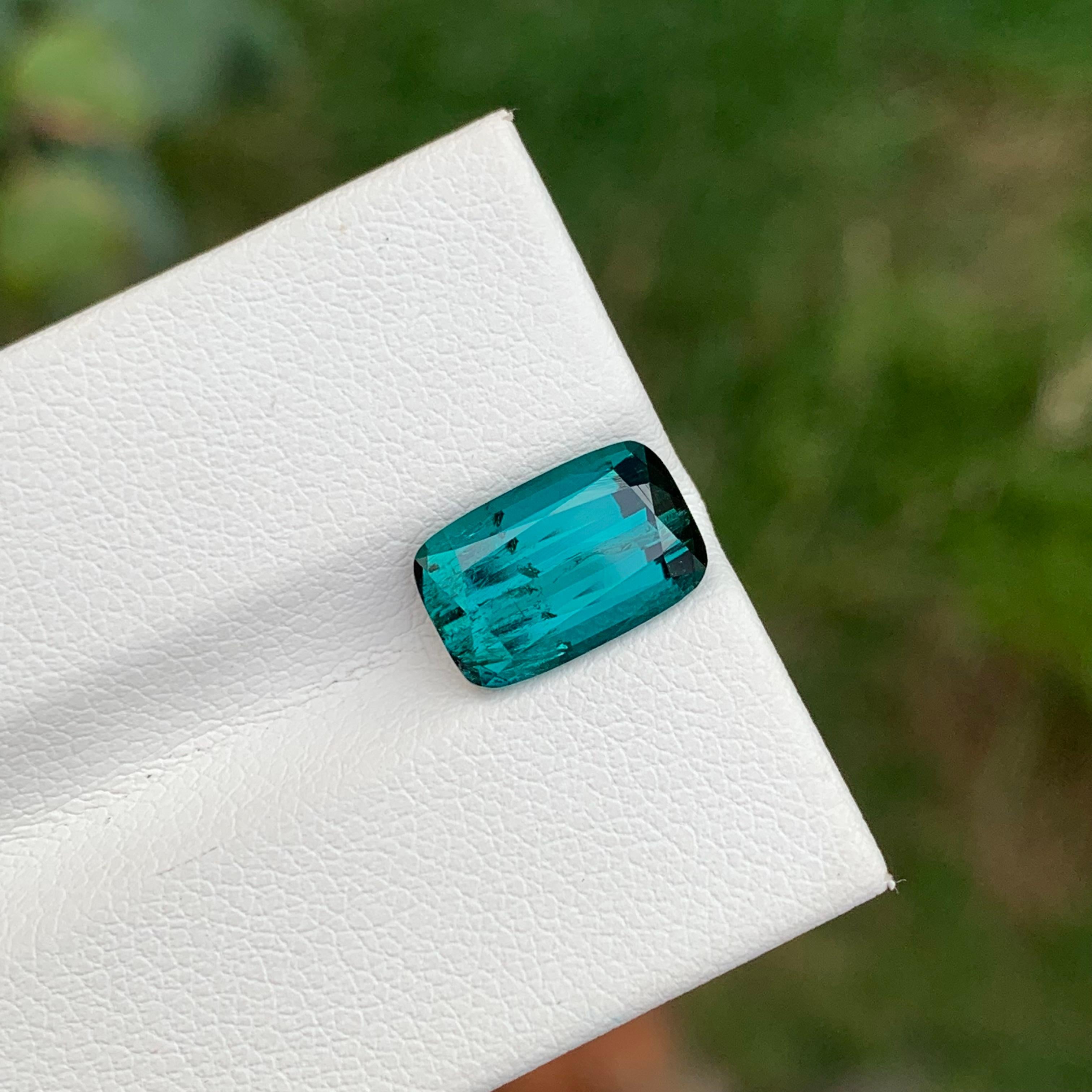 Arts and Crafts 3.35 Carat Natural Loose Indicolite Tourmaline Cushion Shape Gem From Earth Mine en vente