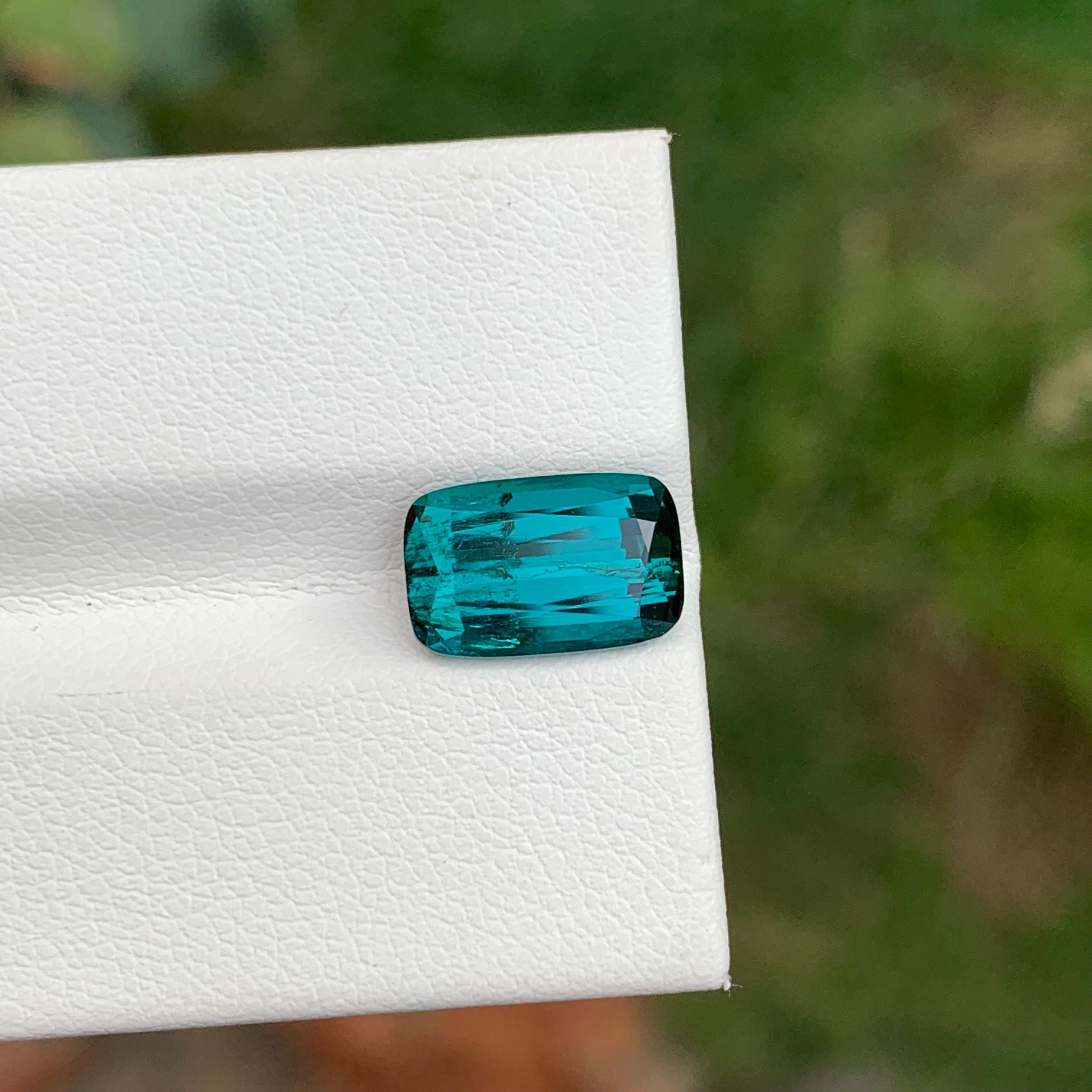 Taille coussin 3.35 Carat Natural Loose Indicolite Tourmaline Cushion Shape Gem From Earth Mine en vente