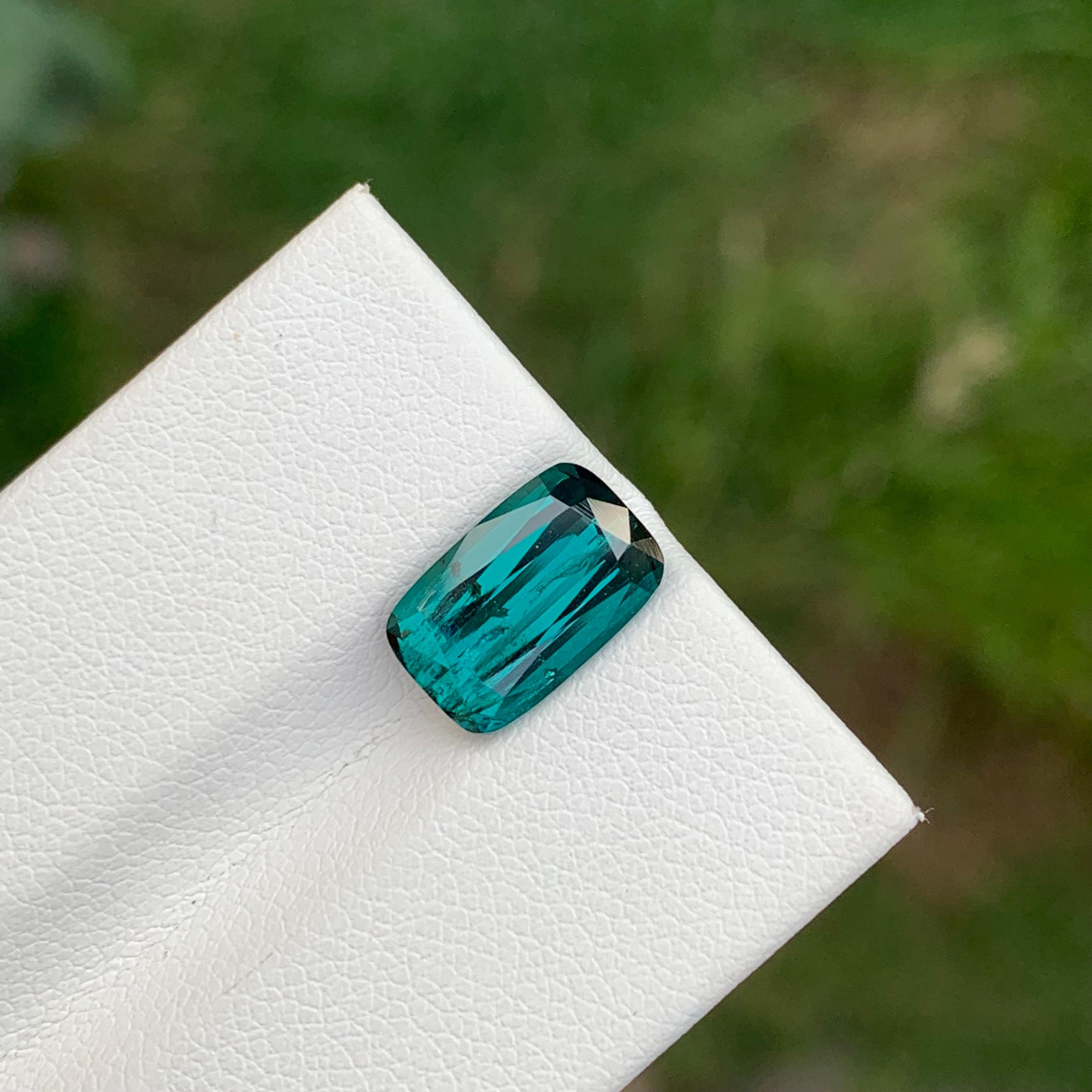 3.35 Carat Natural Loose Indicolite Tourmaline Cushion Shape Gem From Earth Mine Unisexe en vente