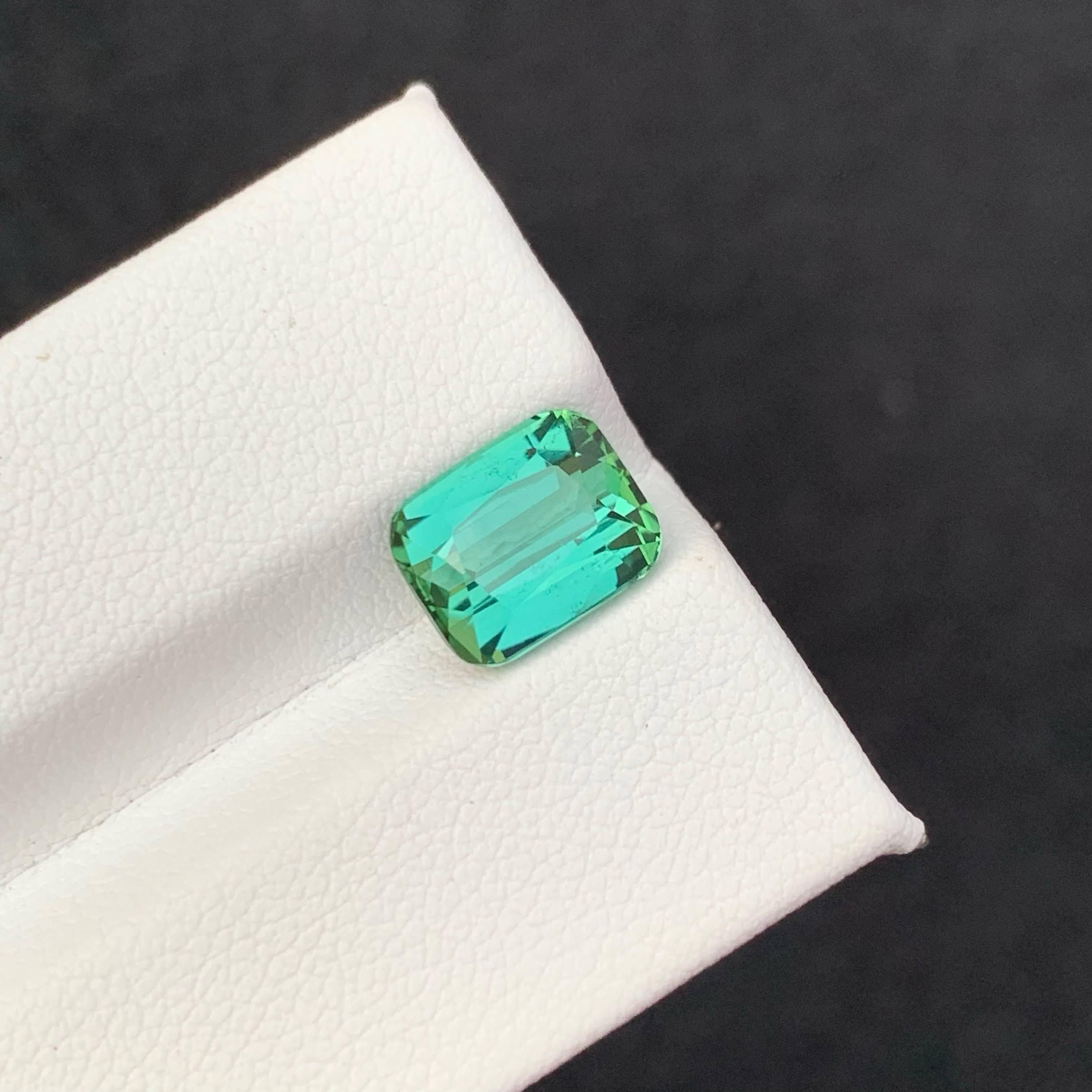 3.35 Carat Natural Loose Mint Green Tourmaline Cushion Cut Afghan Gemstone (pierre précieuse afghane) en vente 1