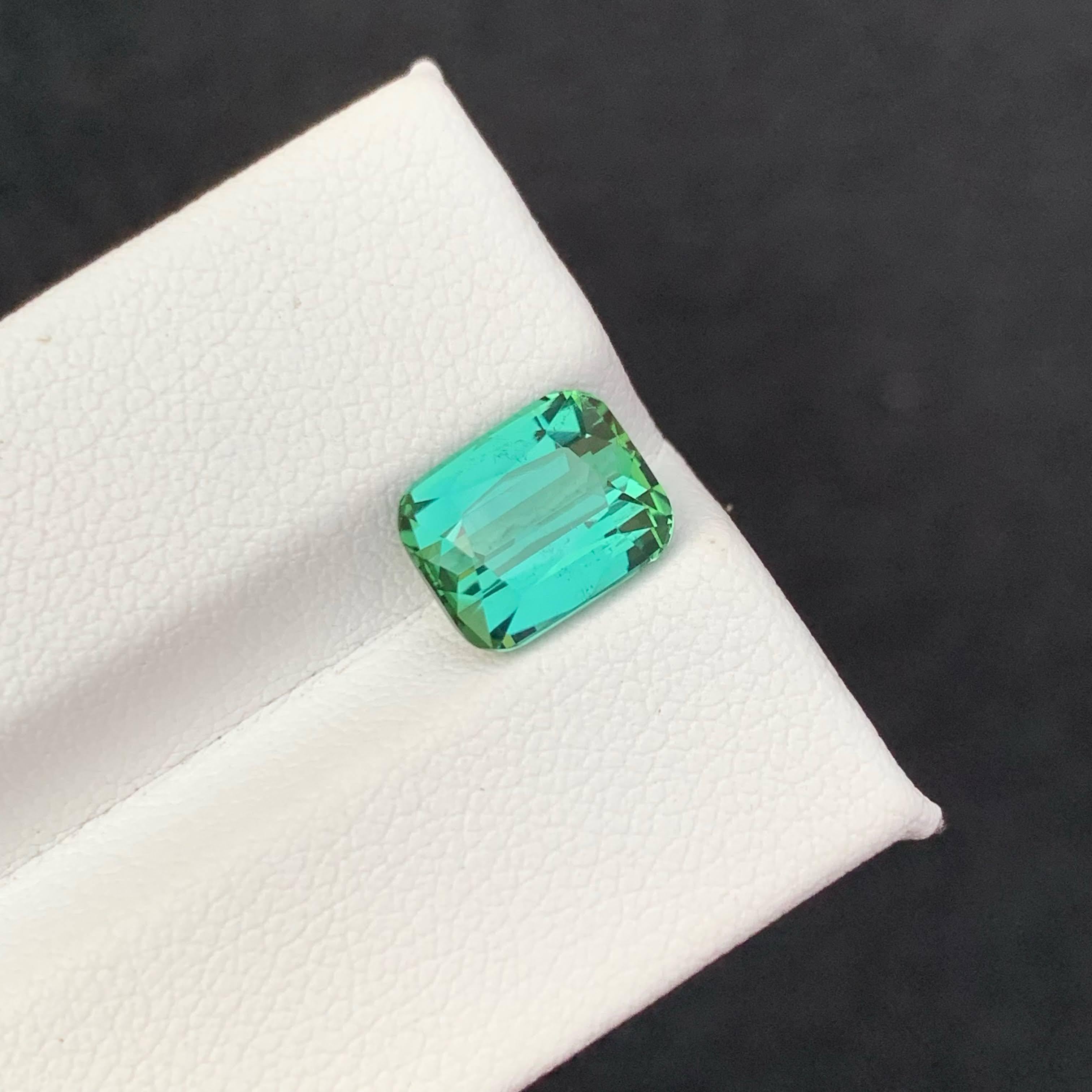 3.35 Carat Natural Loose Mint Green Tourmaline Cushion Cut Afghan Gemstone (pierre précieuse afghane) en vente 2