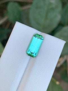 3.35 Carat Natural Loose Mint Green Tourmaline Long Emerald Shape Gemstone