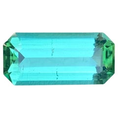 3.35 Carat Natural Loose Mint Green Tourmaline Long Emerald Shape Gemstone