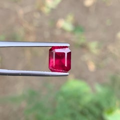 3.35 Carat Natural Loose Pinkish Red Garnet Stone Emerald Cut Tanzanian Gemstone