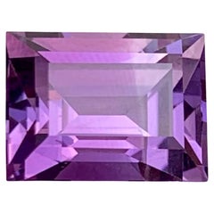 3.35 Carat Natural Loose Purple Amethyst Stone Baguette Cut Brazilian Gemstone