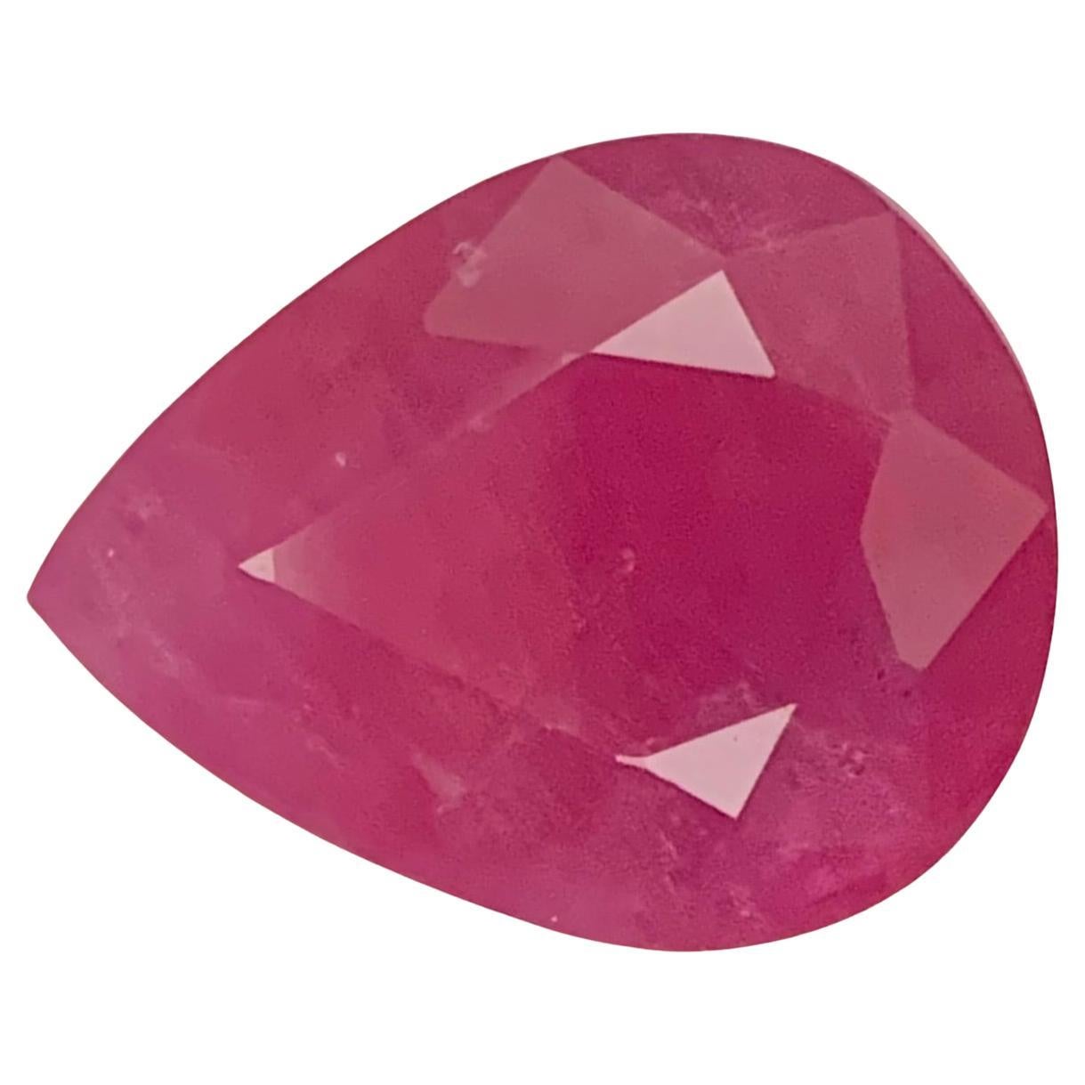 3.35 Carat Natural Loose Ruby Pear Shape Gemstone From Afghanistan For Sale