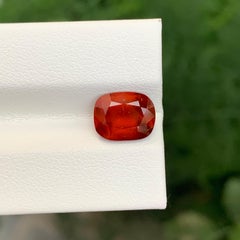 3.35 Carat Natural Loose Smoky Hessonite Garnet Cushion Shape Gem