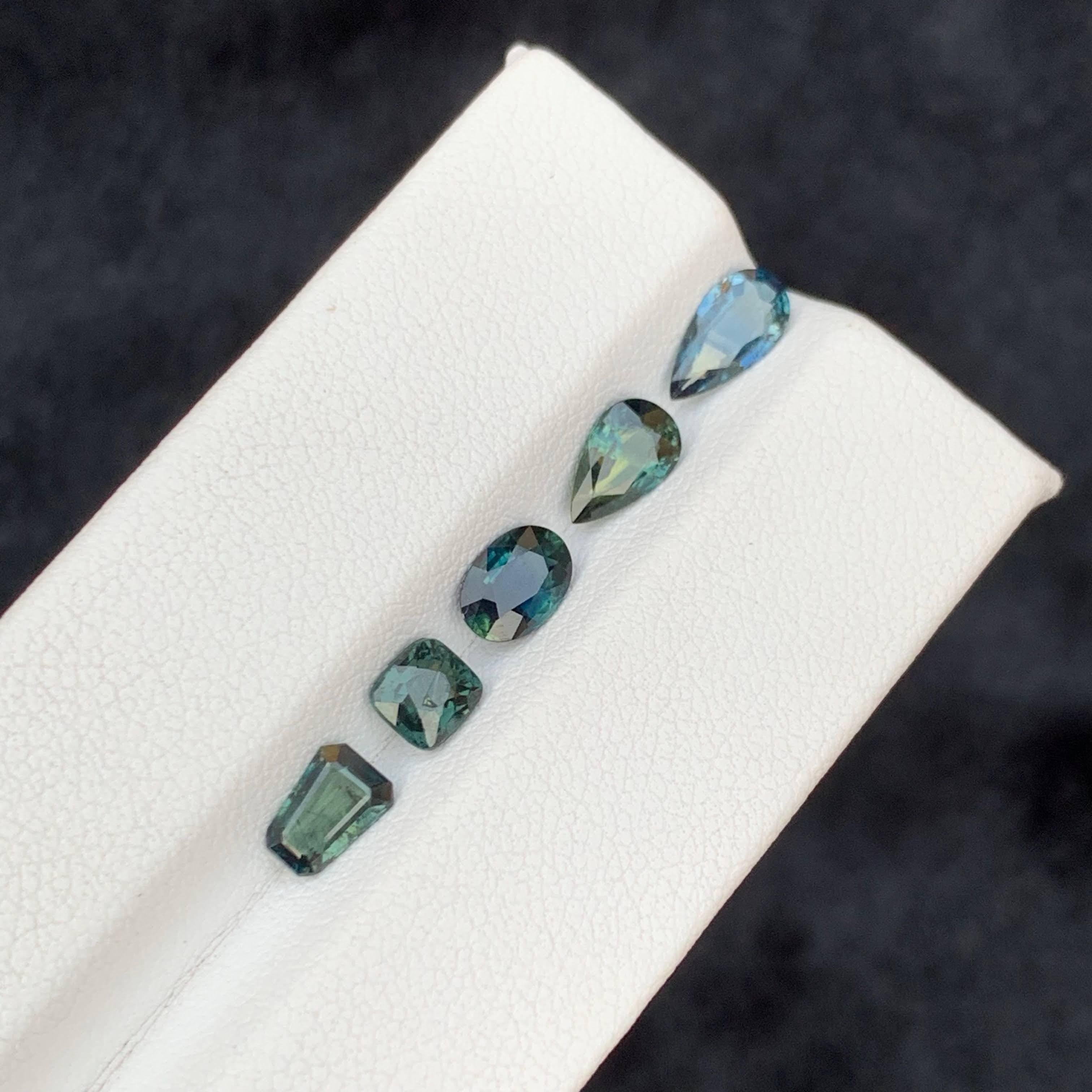 Taglio misto 3,35 Carati di Zaffiro Naturale Sciolto Teal Lotti 5 Pezzi Taglio Misto Madagascar Gemme in vendita