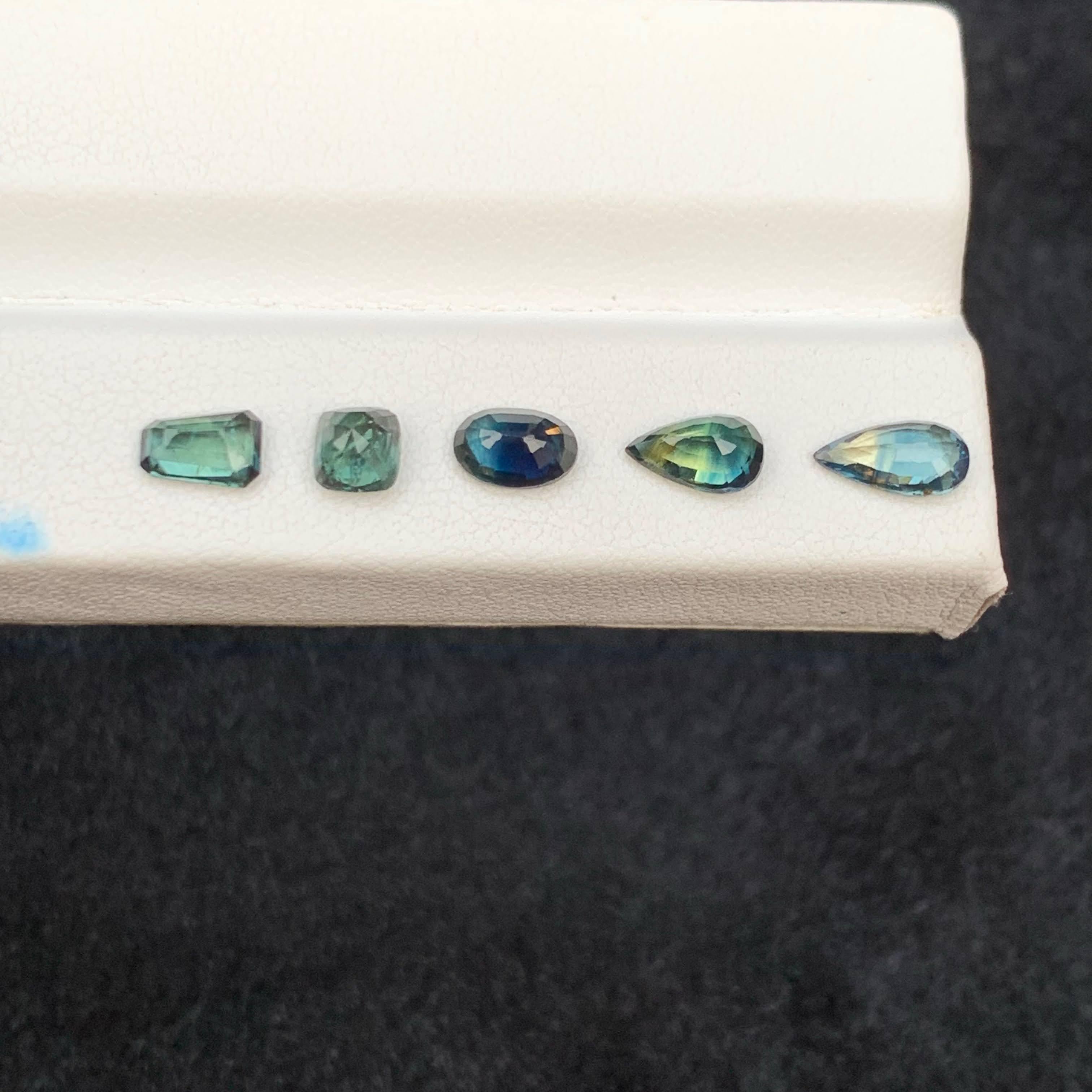 3,35 Carati di Zaffiro Naturale Sciolto Teal Lotti 5 Pezzi Taglio Misto Madagascar Gemme in vendita 3