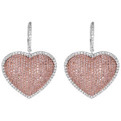 3.35 Carat Natural Pink Diamond Heart Earrings