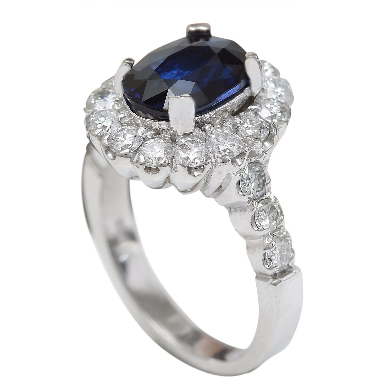 Natural Sapphire 14 Karat Solid White Gold Diamond Ring In New Condition For Sale In Manhattan Beach, CA