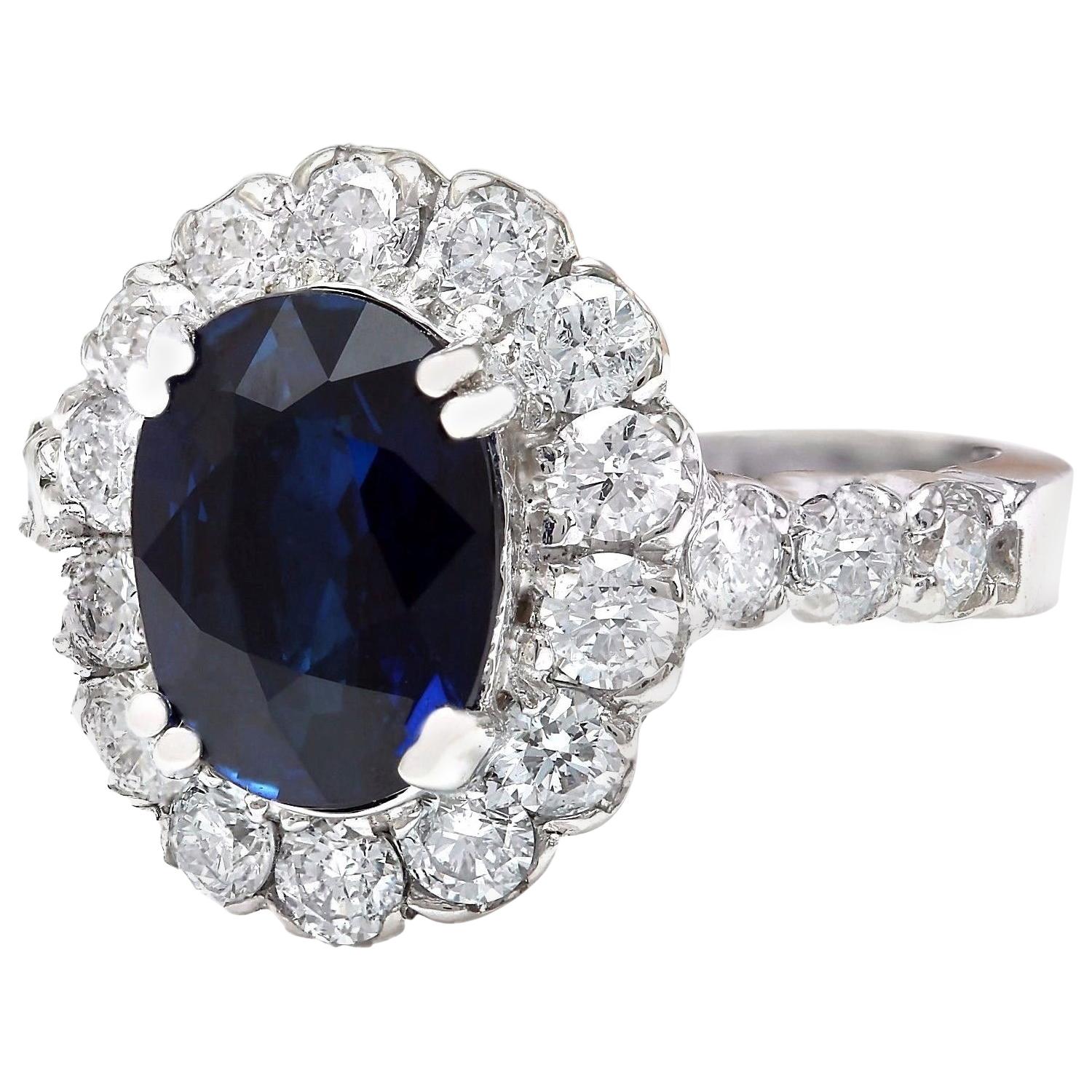 Natural Sapphire 14 Karat Solid White Gold Diamond Ring For Sale