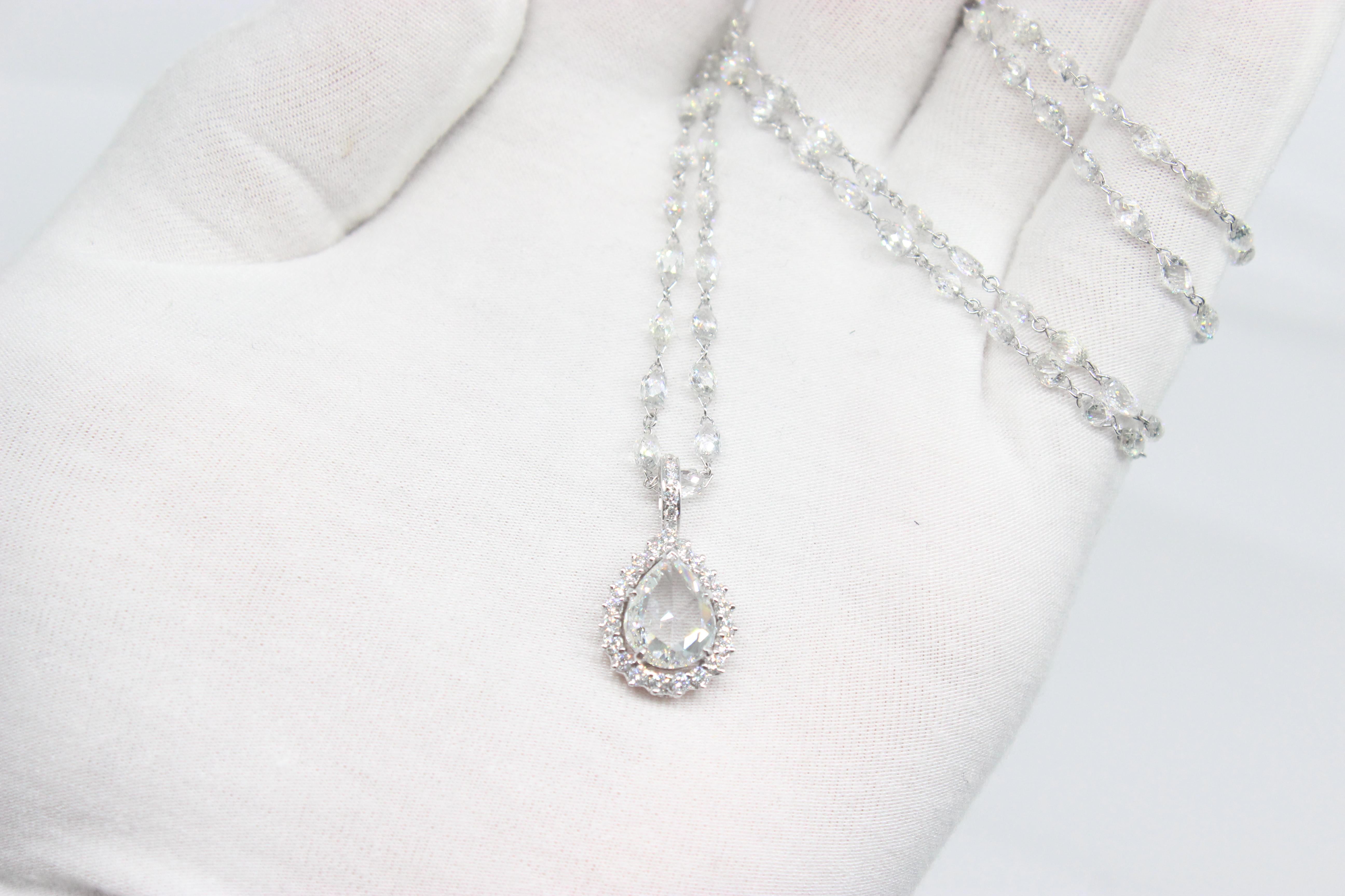 Taille rose PANIM Pendentif en or blanc 18 carats avec diamants de 3,35 carats de taille rose en vente