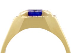 3.35 Carat Oval Cut Tanzanite and Diamond Yellow Gold Cocktail Ring