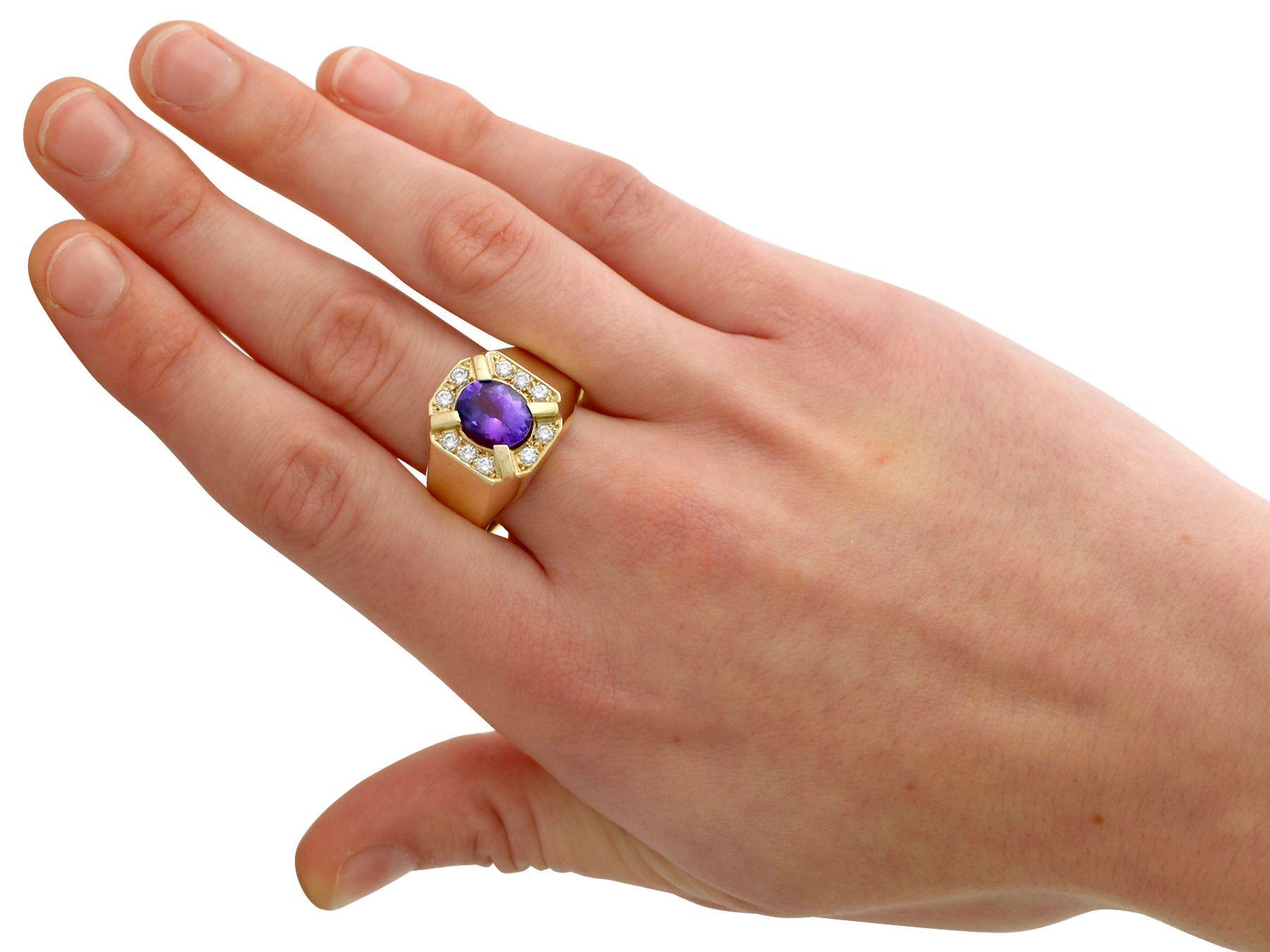 3.35 Carat Oval Cut Tanzanite and Diamond Yellow Gold Cocktail Ring For Sale 3