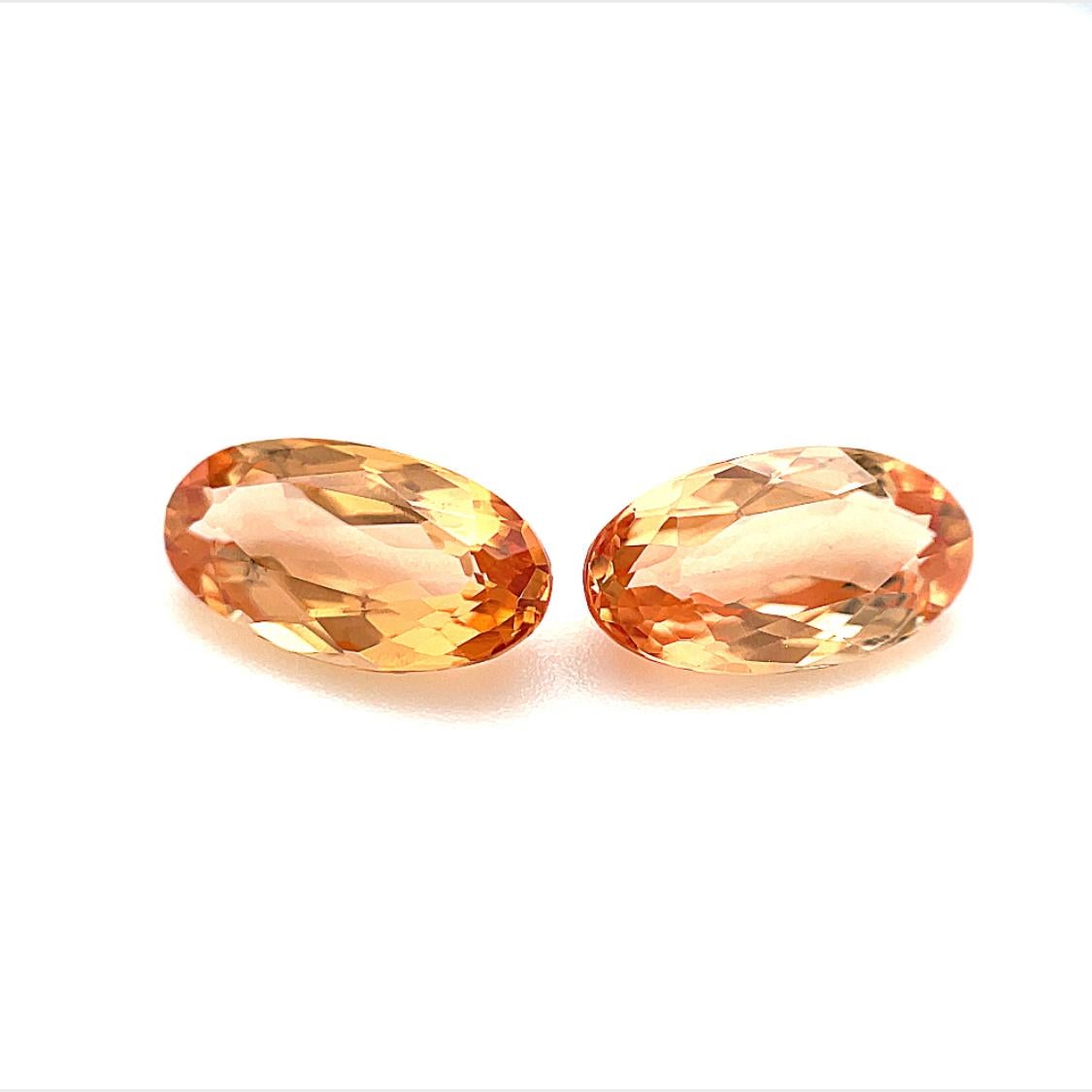 Artisan 3.35 Carat Total Loose Unmounted Unset Pair of Oval Precious Topaz Gemstones