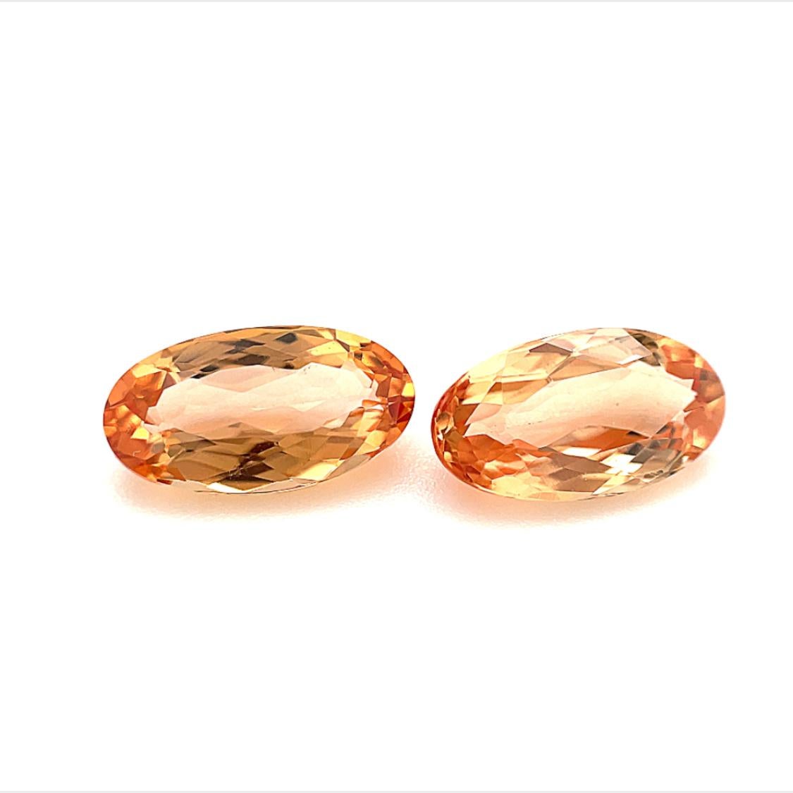 Oval Cut 3.35 Carat Total Loose Unmounted Unset Pair of Oval Precious Topaz Gemstones