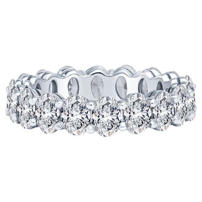 3.35 Carat Total Weight Oval Cut Diamond Platinum Eternity Band  For Sale