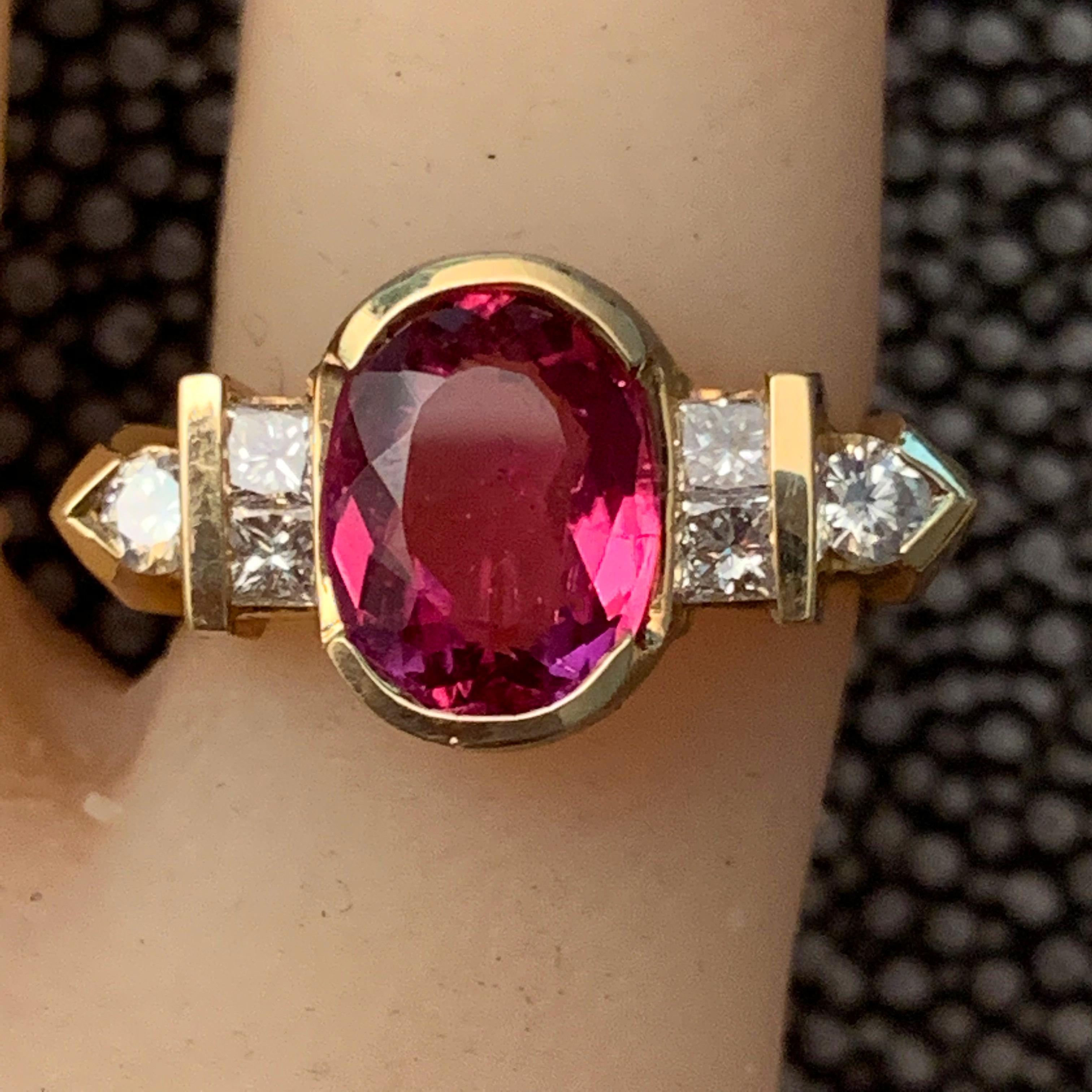 3.35 Carat TW Pink Rubellite, Set in 14 Karat Y Fashion Ring, Ben Dannie In New Condition For Sale In West Hollywood, CA