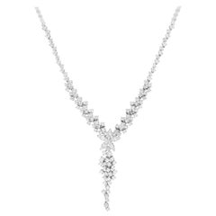 3.35 Carat White Diamond Flower Drop Fancy Tennis Necklace 14 Karat Gold