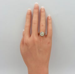 3.35 Carat White Diamond Round Bezel Solitaire Ring in Black Rhodium & 18K