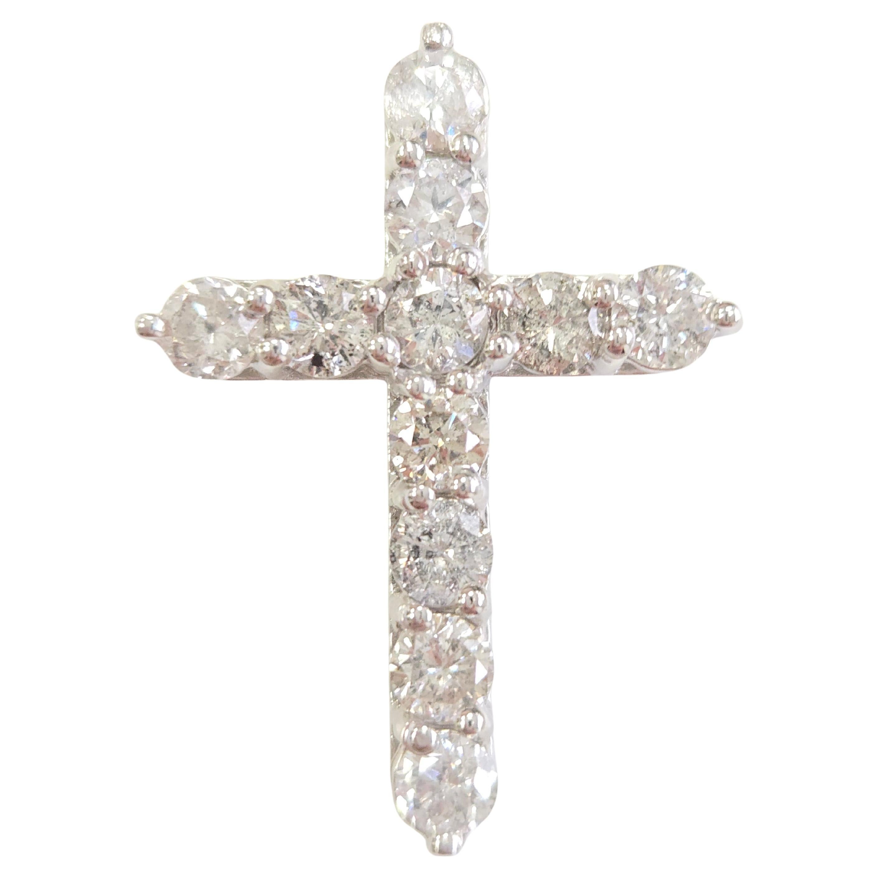 Colgante Cruz Diamante Natural Oro Blanco 3,35 Quilates en venta