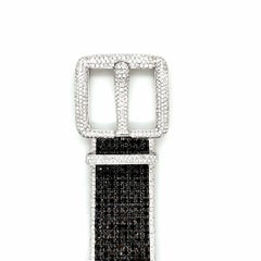 33.5 Carats Black and White Diamond  White Gold, Belt Bracelet