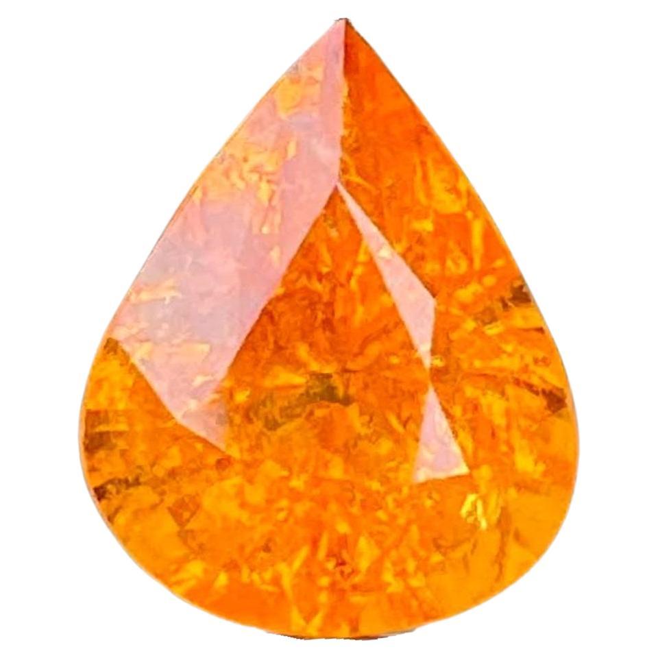 3.35 Carats Loose Fanta Garnet Stone Pear Cut Natural African Gemstone