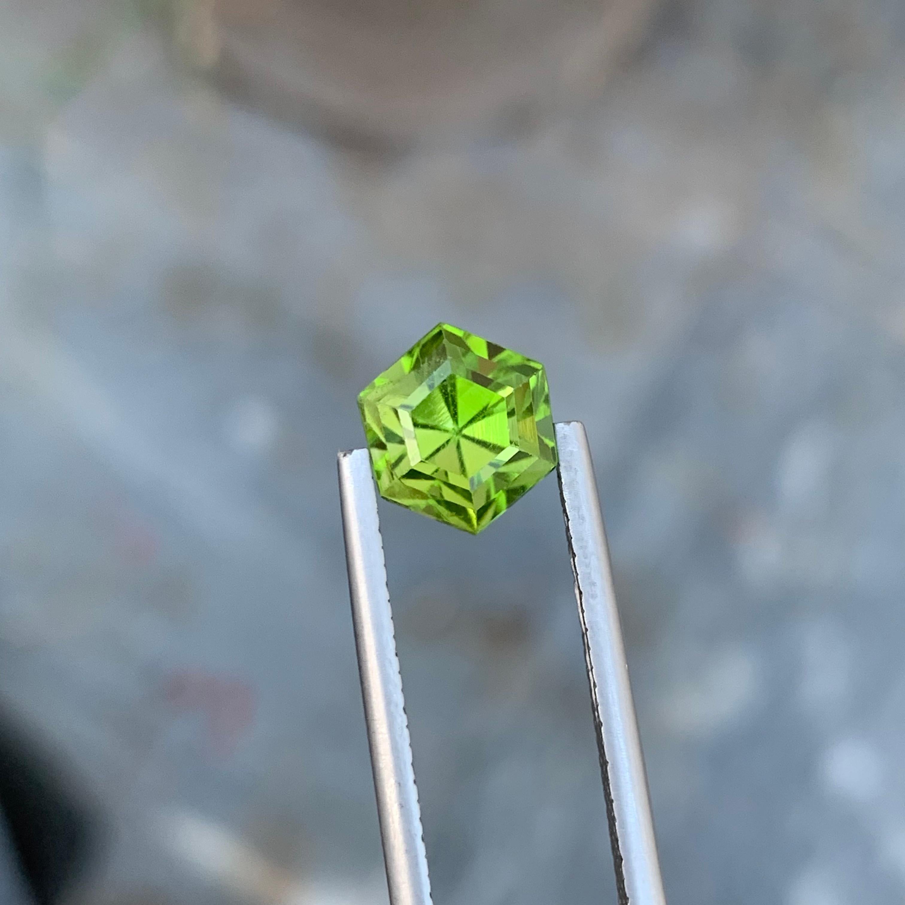 3.35 Carats Loose Hexagon Green Peridot Ring Gemstone From Supat Valley Mine For Sale 5