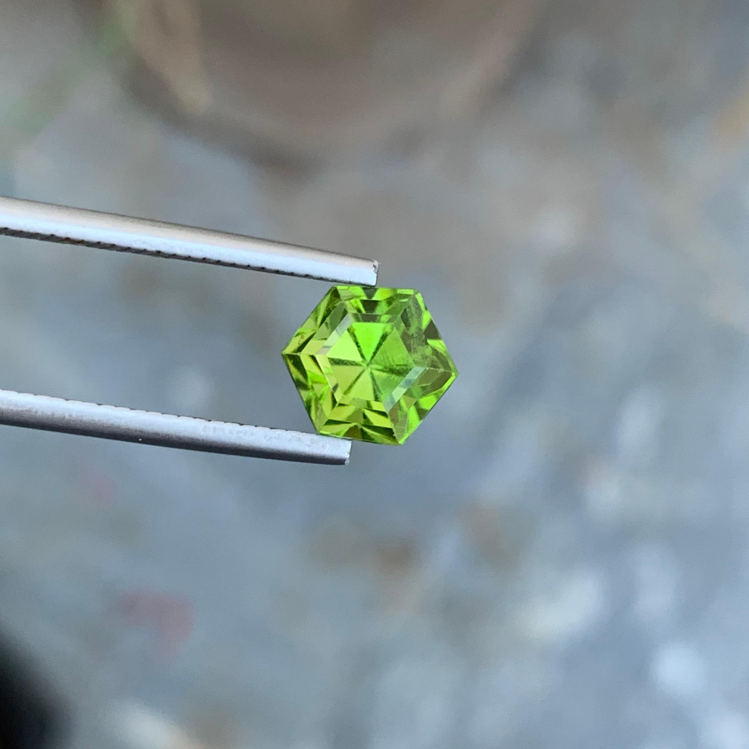 3.35 Carats Loose Hexagon Green Peridot Ring Gemstone From Supat Valley Mine For Sale 10