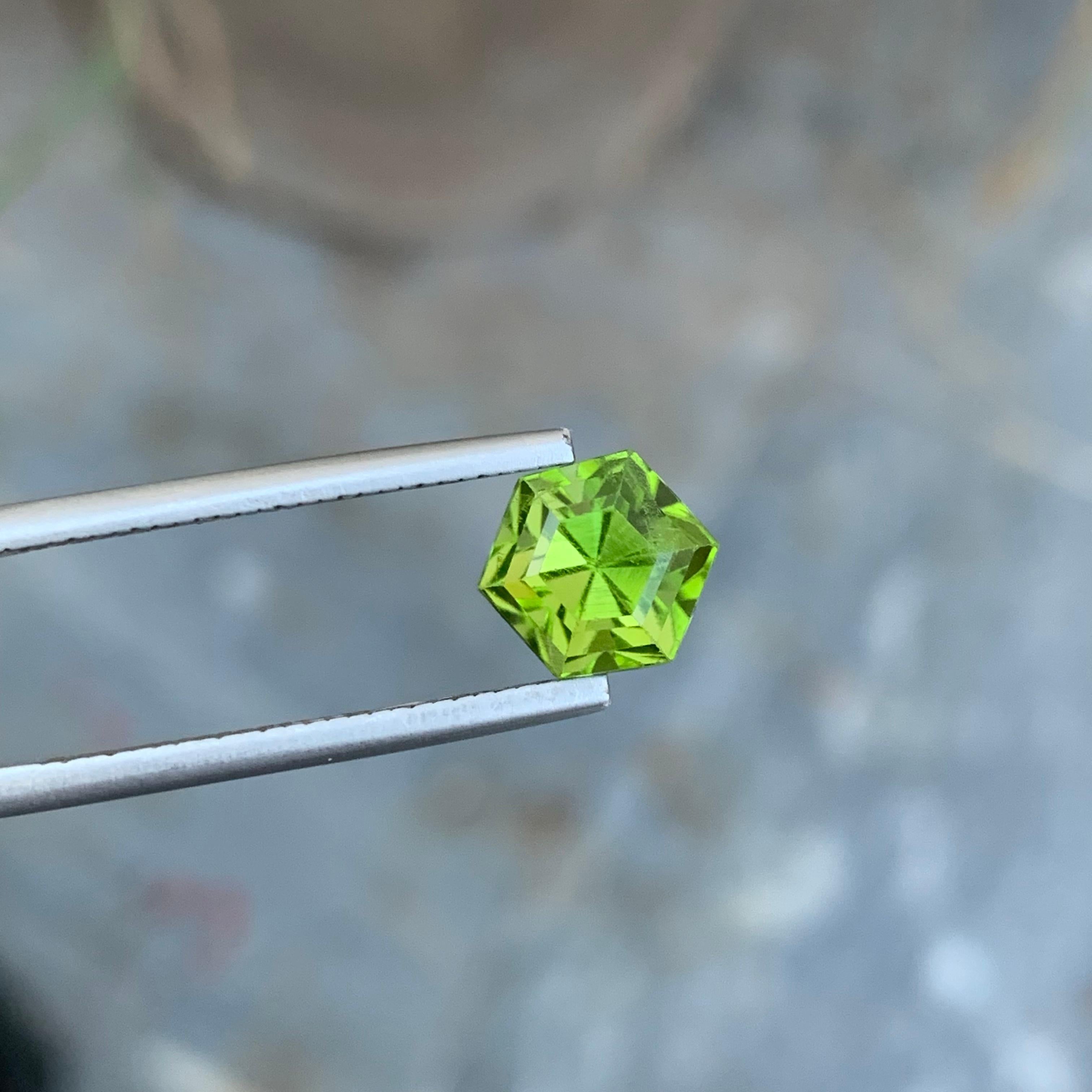 3.35 Carats Loose Hexagon Green Peridot Ring Gemstone From Supat Valley Mine For Sale 11