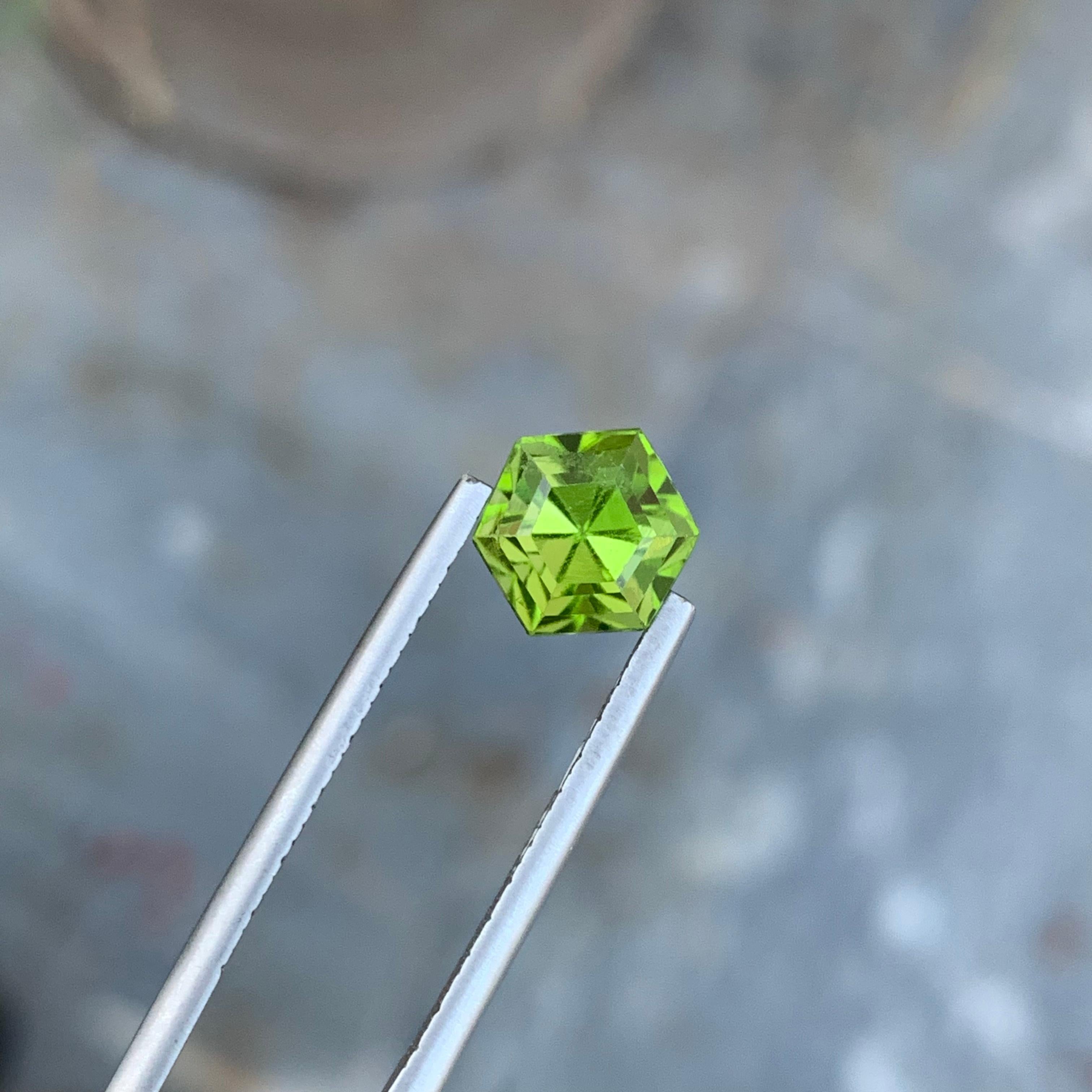 3.35 Carats Loose Hexagon Green Peridot Ring Gemstone From Supat Valley Mine For Sale 12