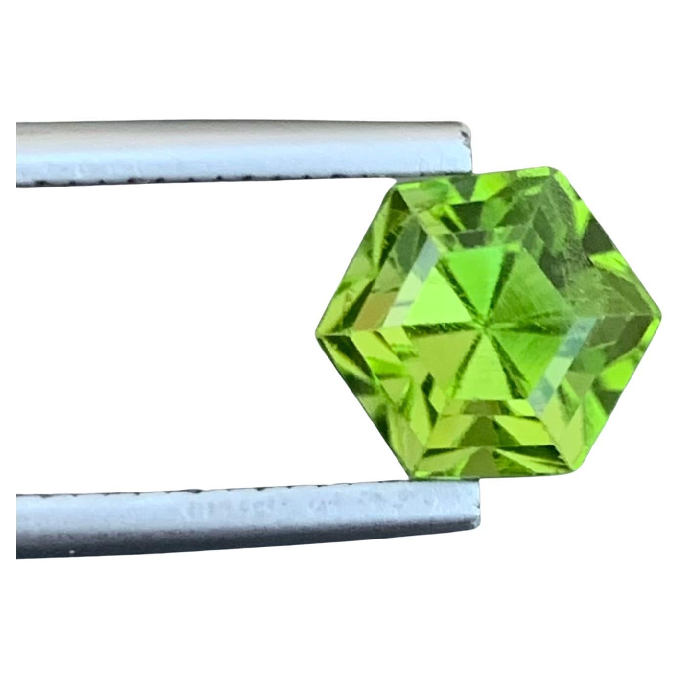 3.35 Carats Loose Hexagon Green Peridot Ring Gemstone From Supat Valley Mine For Sale