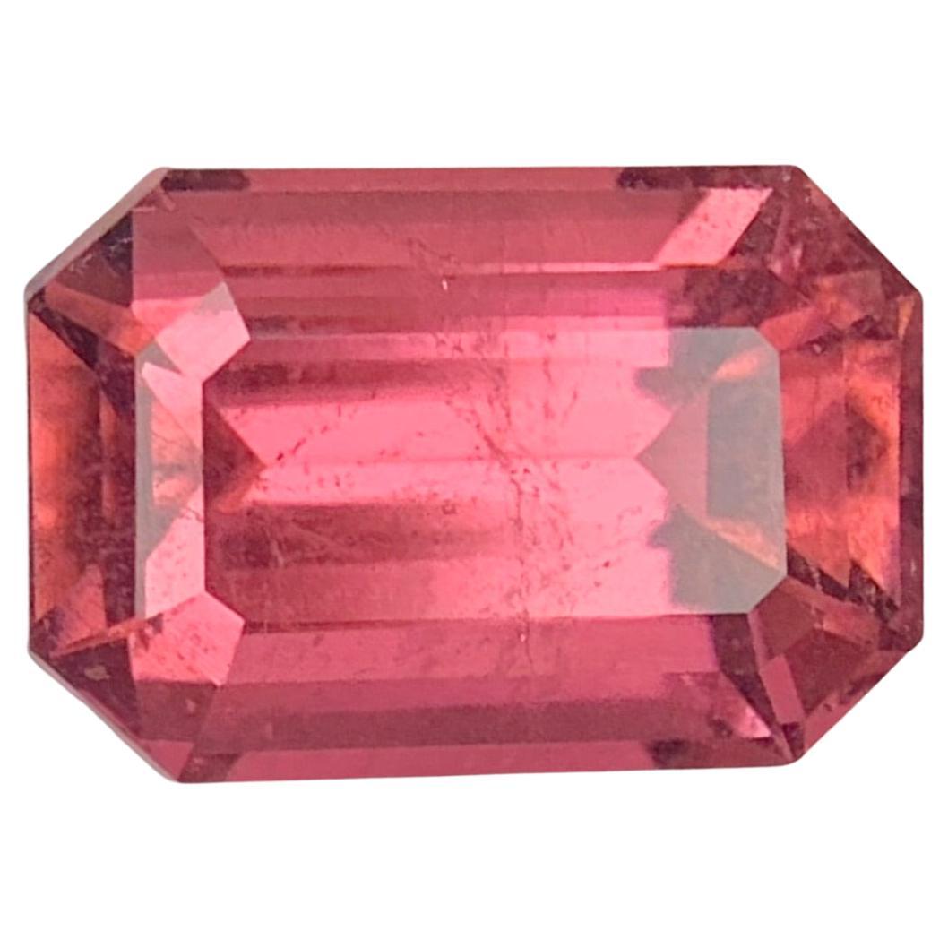 3.35 Carats Natural Rubellite Tourmaline Loose Gemstone Emerald Cut For Sale