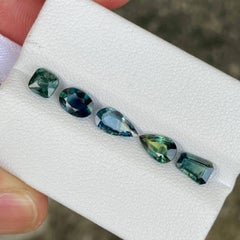 3.35 Carats Teal Sapphire Stones 5 Piece Gemstones Lot from Madagascar
