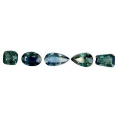 Lote de 5 piedras preciosas de zafiro azul turquesa de Madagascar de 3,35 quilates