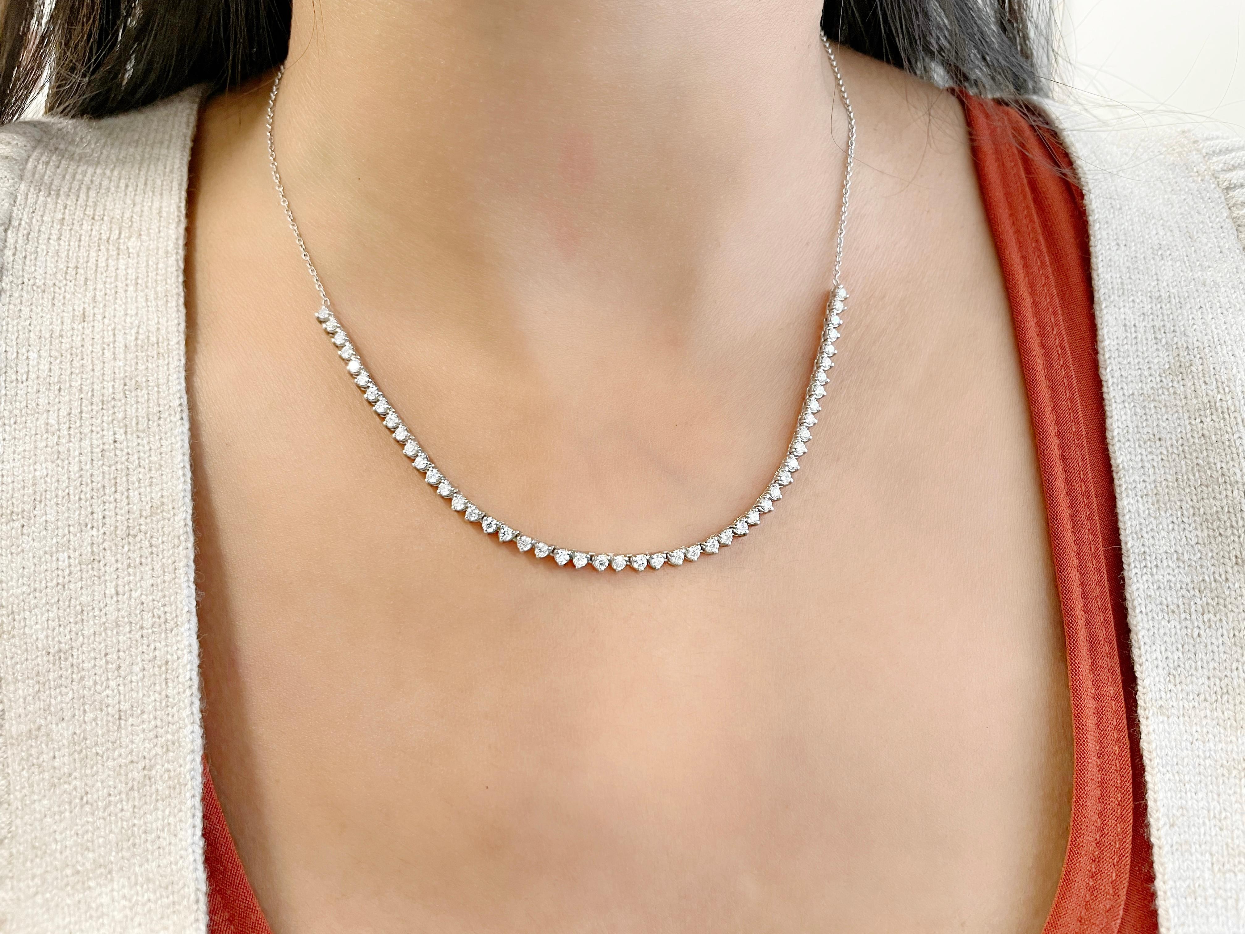 Diamond Thin Half Tennis Necklace 14K – Adina Eden