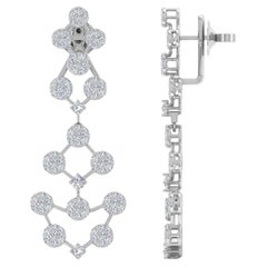 3.35 Ct SI Clarity HI Color Diamond Dangle Earrings 18 Karat White Gold Jewelry