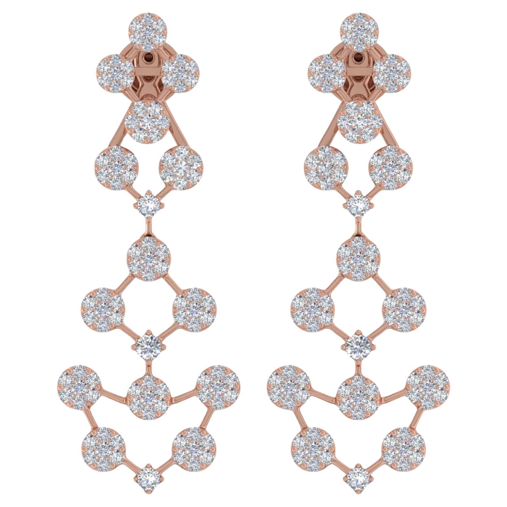 3,35 Karat SI Reinheit HI Farbe Diamant Ohrringe 18k Rose Gold Schmuck