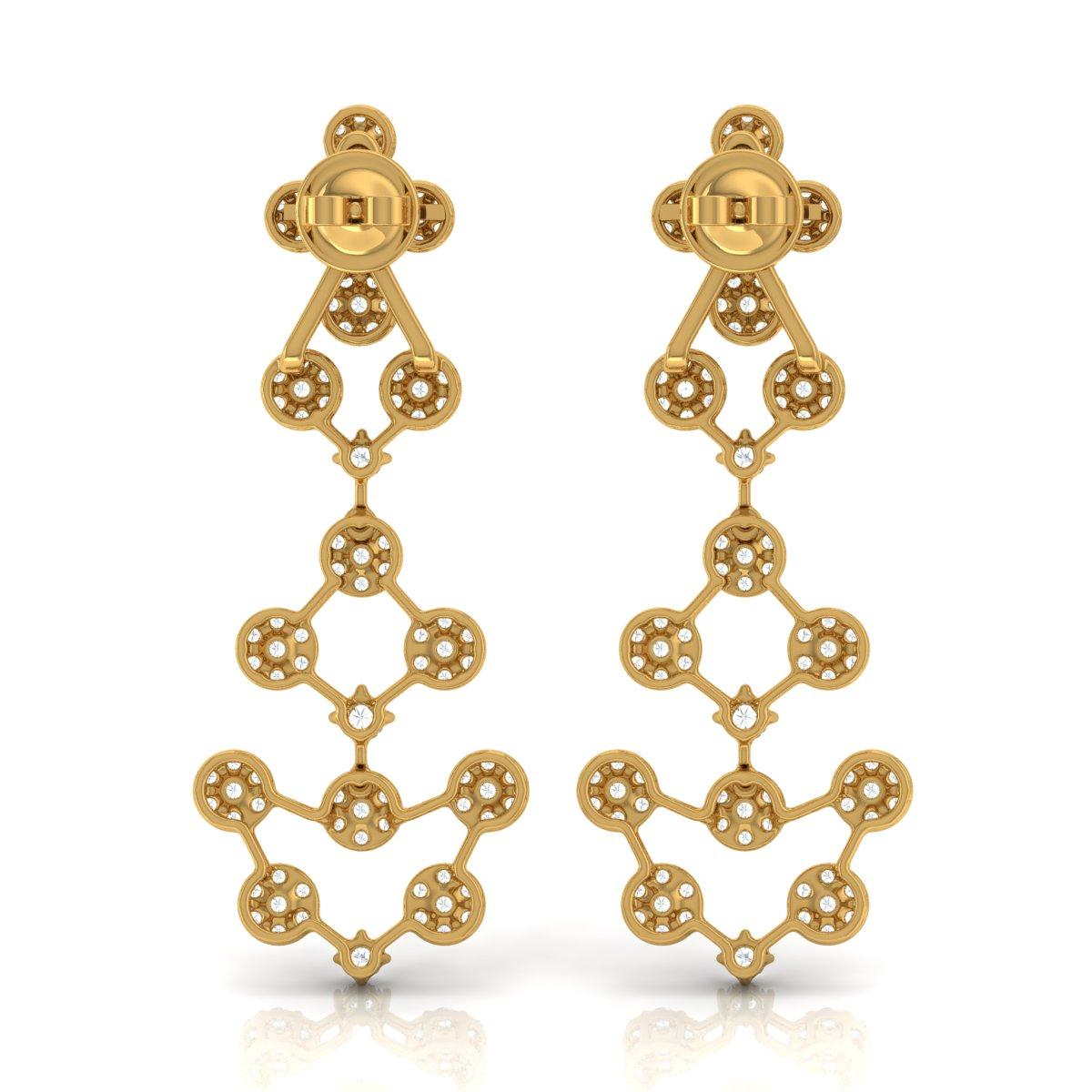 3.35 Ct SI/HI Diamond Chandelier Dangle Drop Earrings 14k Yellow Gold Jewelry Ces superbes boucles d'oreilles présentent un design de chandelier en cascade, où chaque couche est reliée par de délicats maillons dorés. Le motif complexe en forme de