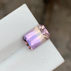 Piedra suelta de ametrina pastel talla esmeralda de 3,35 cts para joyería de anillos y colgantes