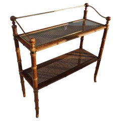Vintage Faux Bamboo Cane Console