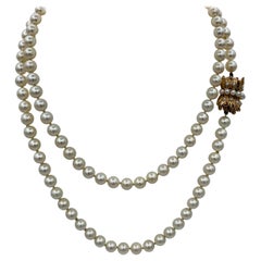 Pearl Necklace Retro 14 Karat Gold Clasp Ambassador Galbraith Estate