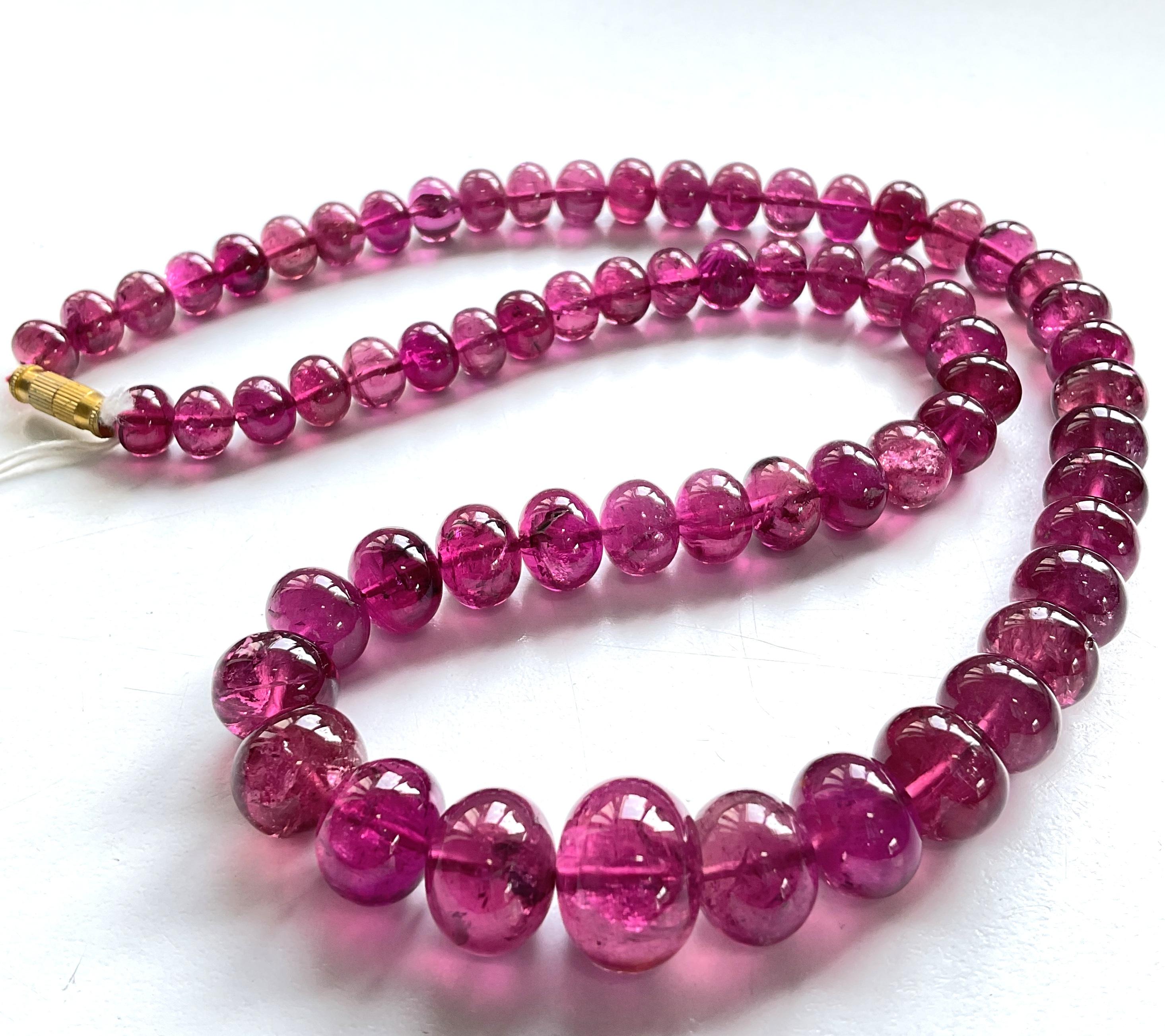 Women's or Men's 335.00 Carats Rubellite Tourmaline Plain Beads Top Fine Natural gems Jewelry  For Sale