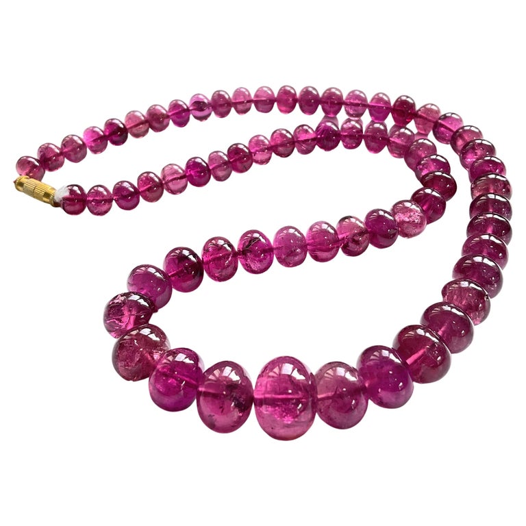 Tube Shaped Pink Tourmaline Beaded Necklace