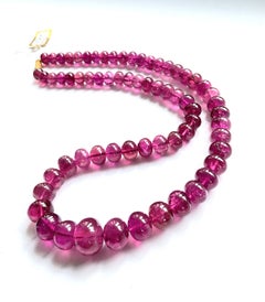 335.01 Carats Top Quality Rubellite Tourmaline Beads Natural Gemstones necklace