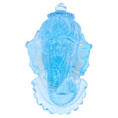 Used 33.54 Carat Swiss Blue Topaz Ganesha Riddhi Siddhi Carving Loose Gemstone